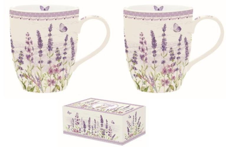 R2S.1457LAVF Porcelán bögreszett 2db-os dobozban,350ml,Lavender Field, levendula mintás