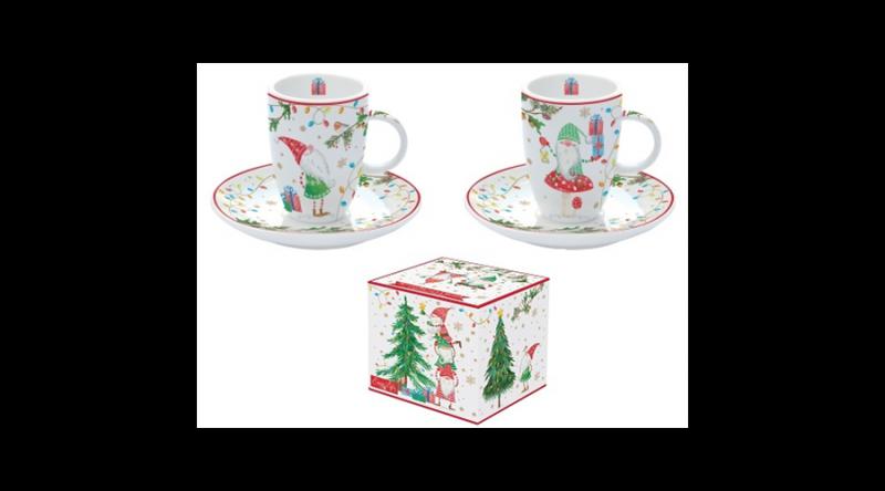 R2S.1460READ Porcelán eszpresszócsésze+alj 2 személyes,50ml, dobozban, Ready for Christmas