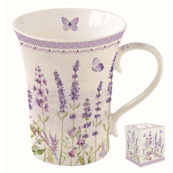 R2S.1461LAVF Porcelánbögre 360ml,dobozban,Lavender Field, levendula mintás