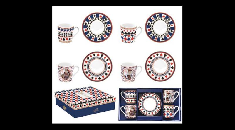 R2S.1475CASR Porcelán eszpresszócsésze+alj 4 személyes, 100ml, dobozban,Coffee Mania, Casino Royale