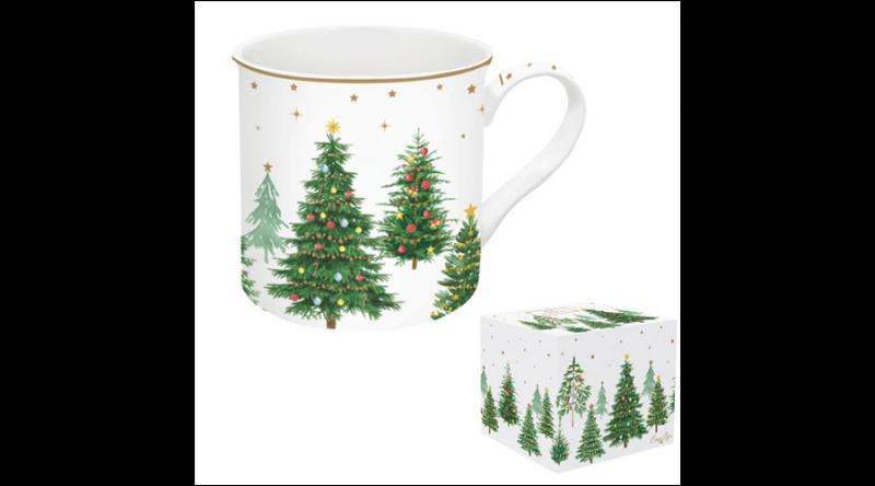 R2S.1477FTRE Porcelánbögre 300ml, dobozban, Festive Trees