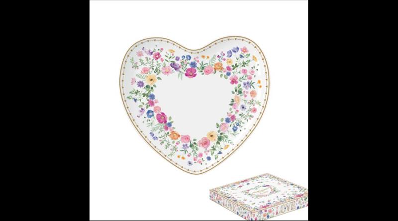 R2S.1480MAMO Porcelán szívtálca 20x19cm, dobozban, Mon Amour