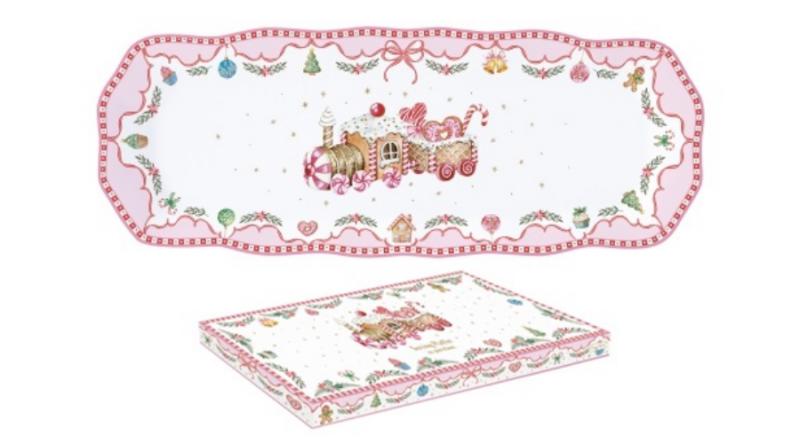 R2S.1482SWEC Porcelántálca 37x14cm, dobozban, Sweet Christmas
