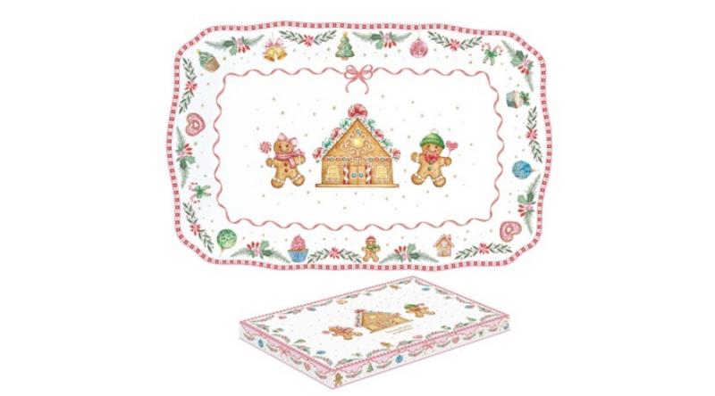 R2S.1483SWEC Porcelántálca 35x23cm, dobozban, Sweet Christmas