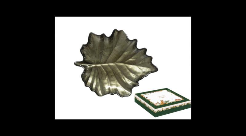 R2S.1531FODG Juharfalevél üvegtányér 21x18cm, dobozban, Forest Dream