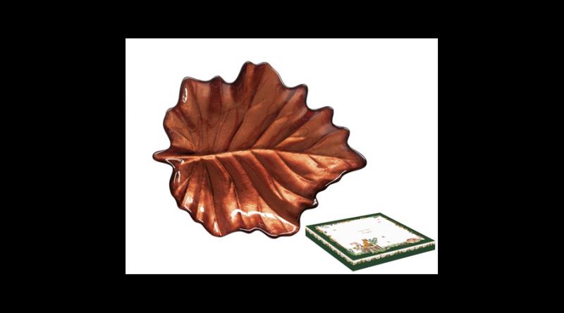 R2S.1532FODR Juharfalevél üvegtányér 28x23cm, dobozban, Forest Dream