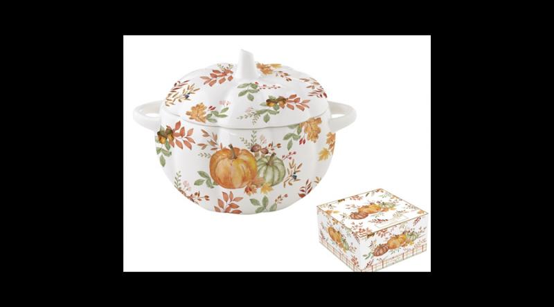 R2S.1577HARV Porcelántál fedővel, tökformájú, 15x13cm, dobozban, Harvest