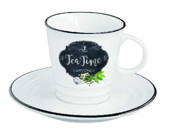 R2S.1601KIBT Porcelán teáscsésze + alj, 300ml, dobozban, 1db, Tea Time, Kitchen Basics