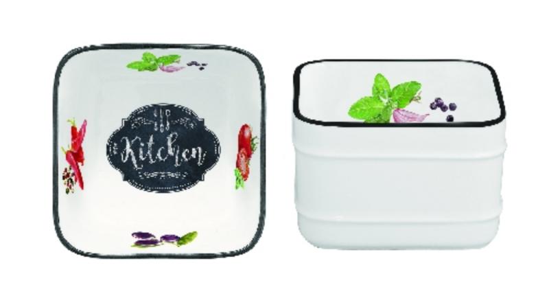 R2S.1614KIBK Porcelántálka 9x9cm, szögletes, 1db, Kitchen Basics