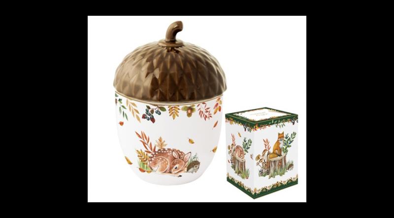 R2S.1645FODR Porcelán konyhai tároló fedővel, 11x16cm, dobozban, Forest Dream