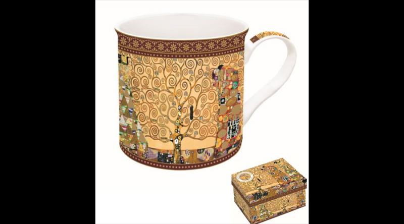 R2S.170KLI2 Porcelánbögre dobozban, 300ml, Klimt: Életfa/The Kiss/Beteljesülés