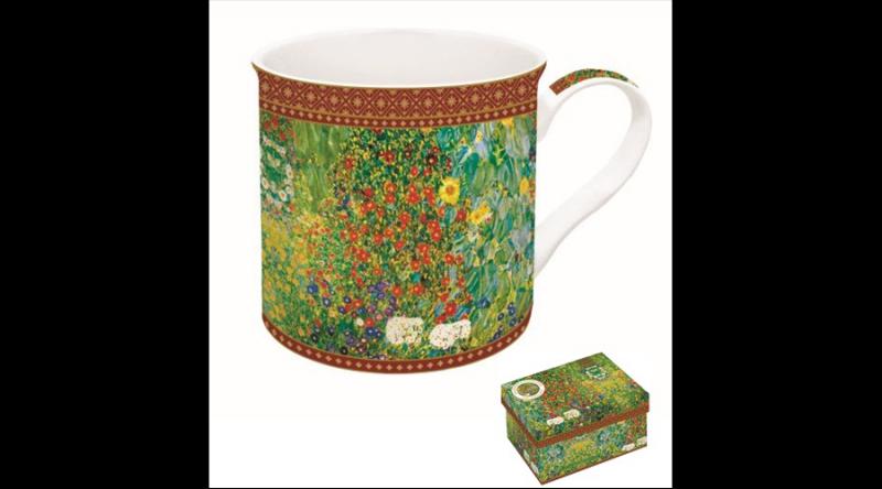 R2S.170KLI3 Porcelánbögre dobozban, 300ml, Klimt: Kert napraforgókkal