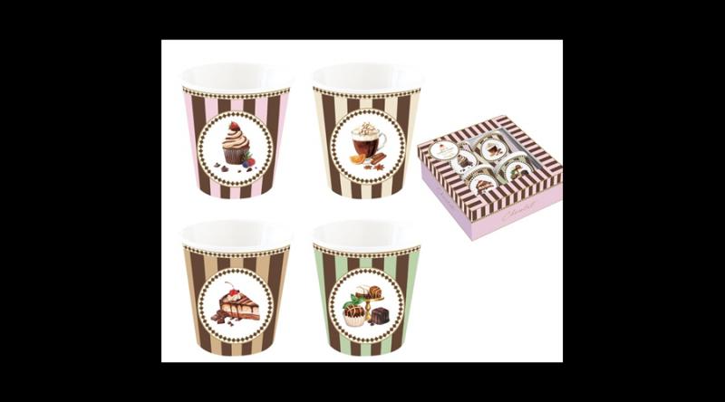 R2S.176SWEM Porcelán eszpresszópohár 4 személyes, 100ml,dobozban, Sweet Moments