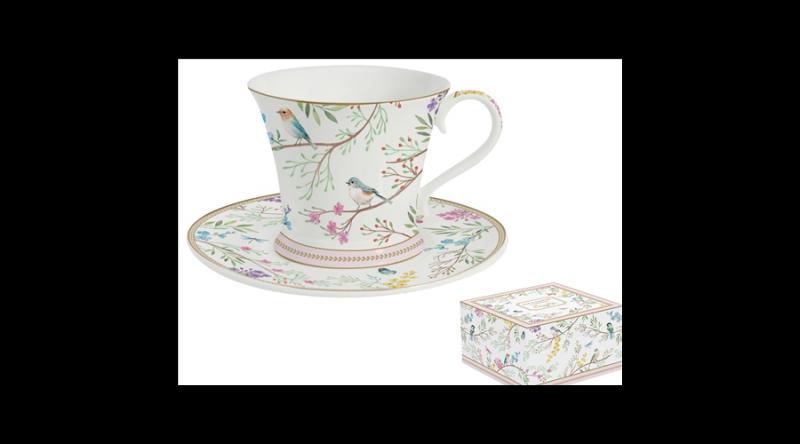 R2S.1786BIME Porceláncsésze+alj 200ml, dobozban, Birds Melody