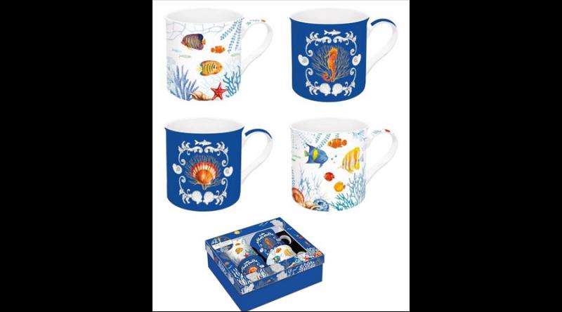 R2S.179AQRM Porcelánbögre 4db-os 300ml dobozban,Aquarium, Atmosphere