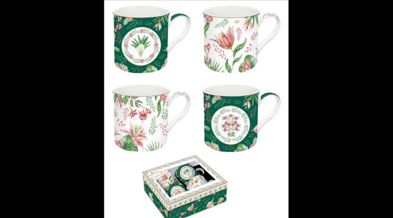 R2S.179BOCH Porcelán bögreszett 4 db-os, 300ml, dobozban, Botanical Chic