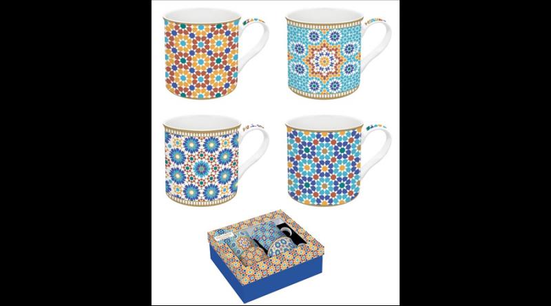 R2S.179MARR Porcelán bögreszett 4 db-os, 300ml, dobozban, Atmosphere, Marrakech