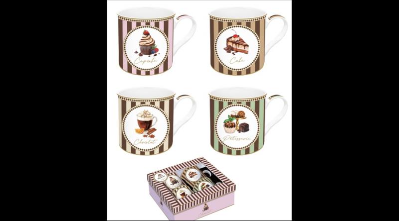 R2S.179SWEM Porcelánbögre 4db-os 300ml, dobozban, Sweet Moments