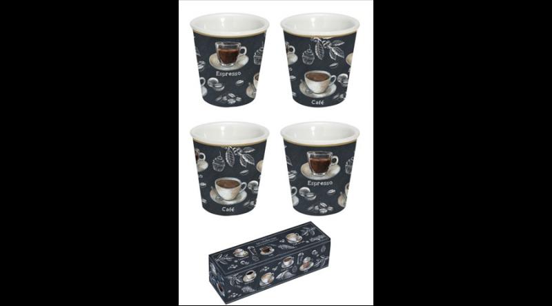 R2S.1952BRST  Porcelán eszpresszópohár 100ml, 4 személyes, dobozban, Barista