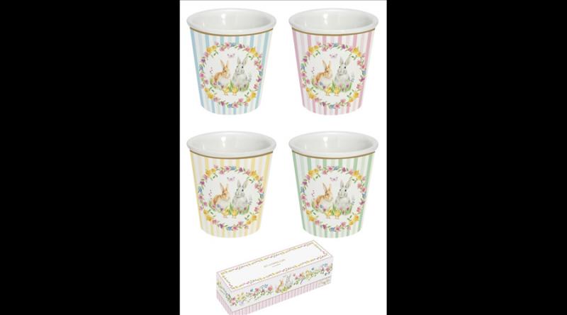 R2S.1952EAST  Porcelán eszpresszópohár 100ml, 4 személyes, dobozban, Happy Easter