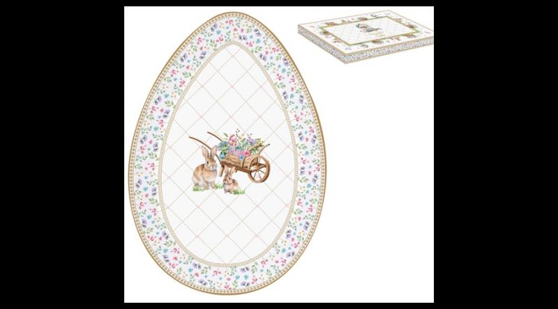 R2S.2096SPBL Porcelán kínálótálca 30x21cm, tojás formájú, dobozban, Spring Bloom