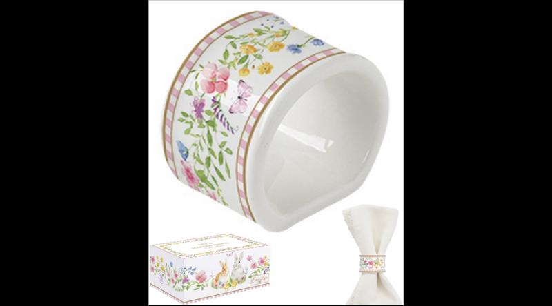 R2S.2098EAST Porcelán szalvétagyűrű 4 db-os szett, 4,5cm, dobozban, Happy Easter