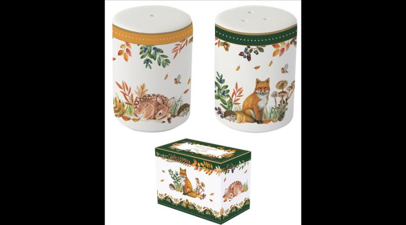 R2S.2099FODR Porcelán só-borsszóró szett, 7cm, dobozban, Forest Dream