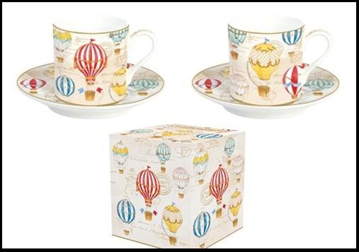 R2S.211AIRB Porcelán eszpresszócsésze+alj 2 személyes 75ml dobozban,Air Balloons
