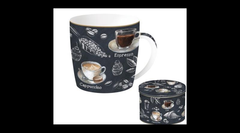 R2S.217BRST Porcelánbögre 350ml, fémdobozban, Barista