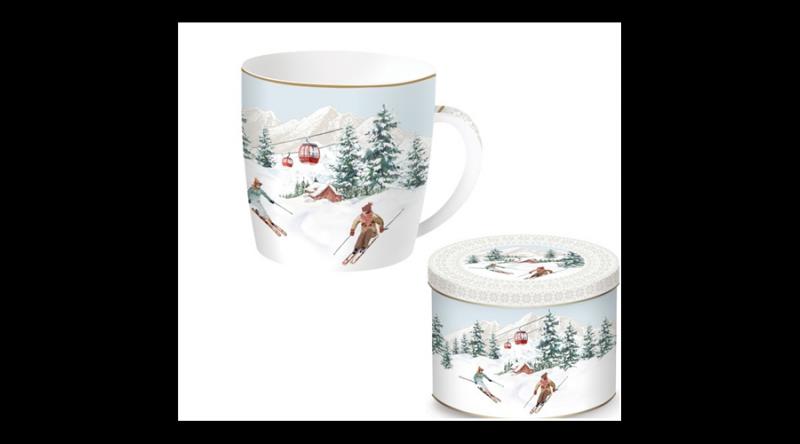 R2S.217CHAL Porcelánbögre 350ml, fémdobozban, Chalet