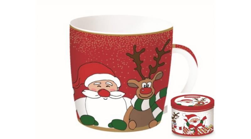 R2S.217CRF1 Porcelánbögre 350ml,fémdobozban,Christmas Friends 1