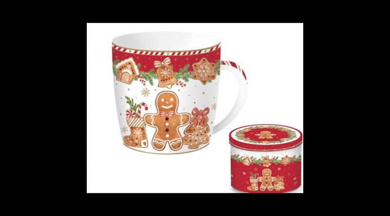 R2S.217FANG Porcelánbögre 350ml, fémdobozban, Fancy Gingerbread