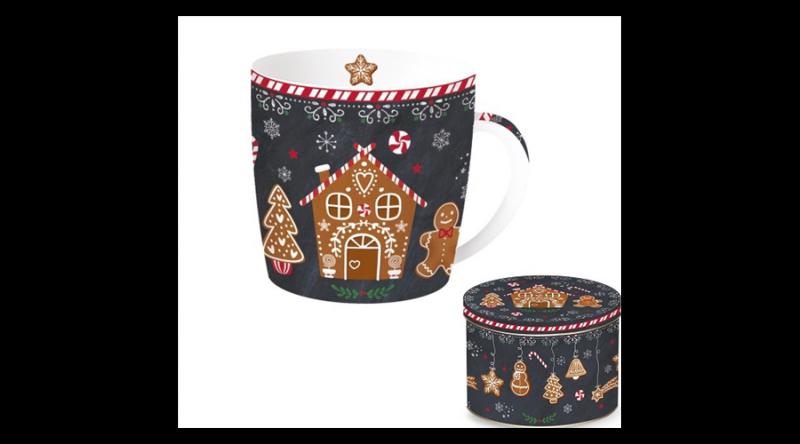 R2S.217GING Porcelánbögre 350ml, fémdobozban, Gingerbread
