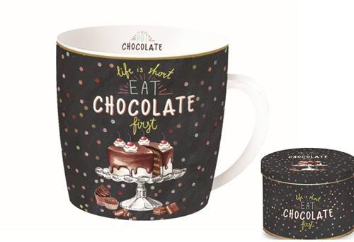 R2S.217HOCH Porcelánbögre 350ml, fémdobozban, Hot Chocolate