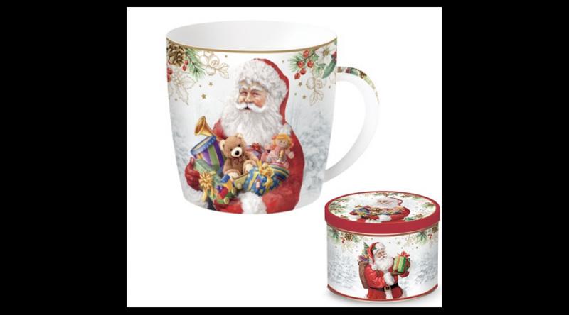 R2S.217SANC Porcelánbögre 350ml, fémdobozban, Santa Is Coming