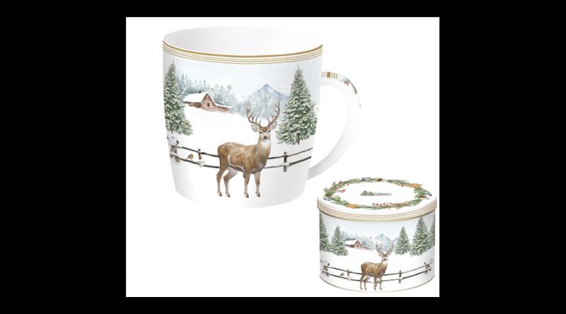 R2S.217WHIF Porcelánbögre 350ml, fémdobozban, White Forest
