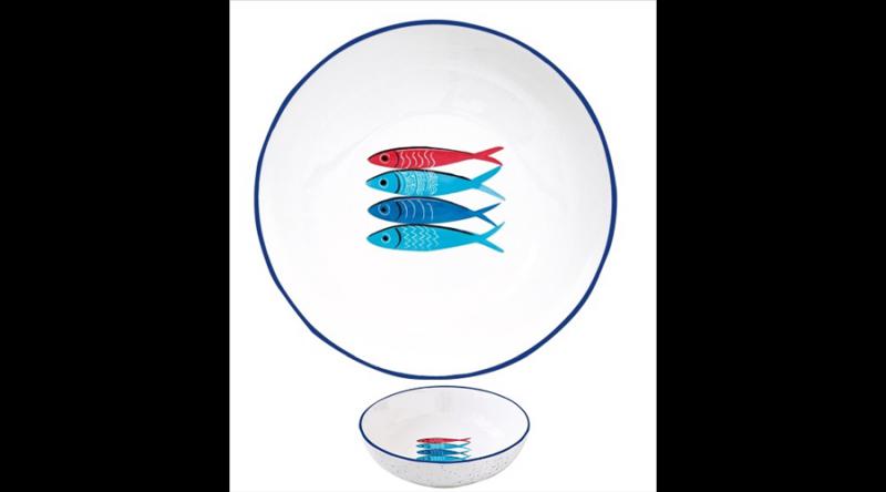 R2S.2201SARD Porcelán mélytányér 18cm,Sardine's Party