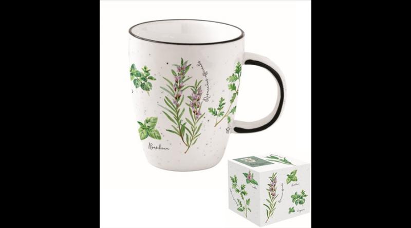 R2S.2203HERU Porcelánbögre 350ml dobozban,Herbarium