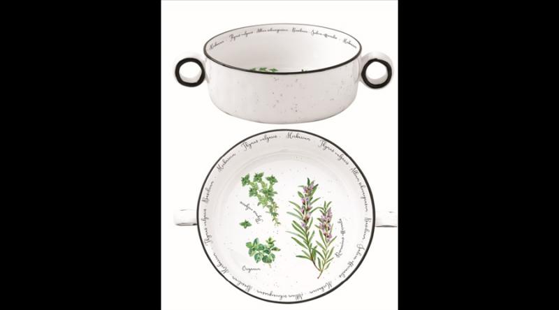 R2S.2206HERU Porcelántál füllel 12cm,Herbarium