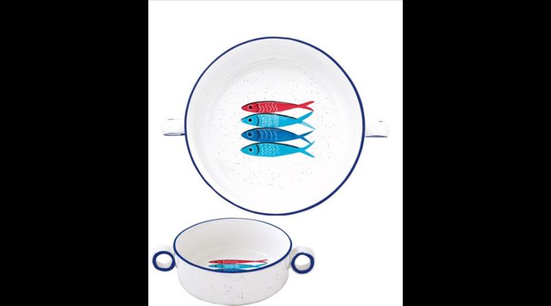 R2S.2206SARD Porcelántál füllel 12cm,Sardine's Party