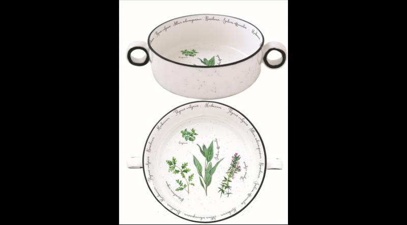 R2S.2207HERU Porcelántál füllel 16cm,Herbarium