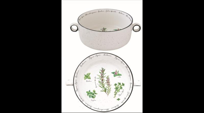 R2S.2208HERU Porcelántál füllel 20cm,Herbarium