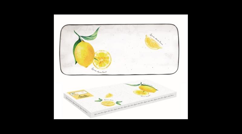 R2S.2209AMAL Porcelántálca 36x15,5cm,Amalfi citrom mintás