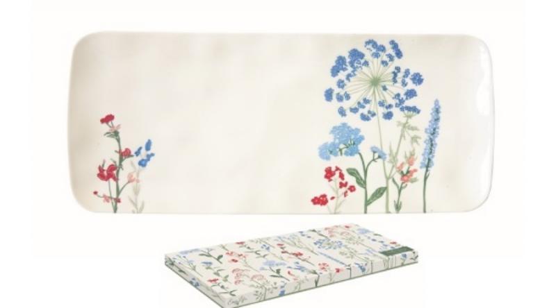 R2S.2209MILB Porcelántálca 36x15,5cm, dobozban, Mille Fleurs Blue