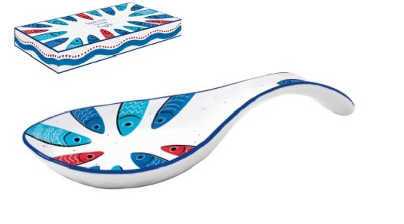 R2S.2214SARD Porcelán fakanáltartó 26x12cm dobozban,Sardine's Party