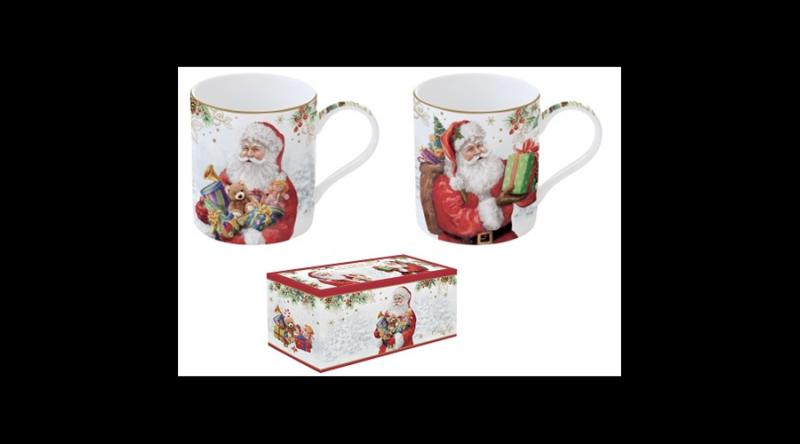 R2S.283SANC Porcelán bögreszett 2db-os, 350ml, dobozban, Santa Is Coming