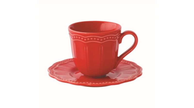 R2S.2886ELIR Porcelán eszpresszócsésze+alj 110ml, Elite red