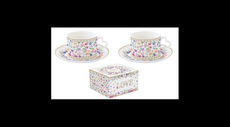 R2S.3106MAMO Porceláncsésze+alj 240ml, 2 személyes, dobozban, Mon Amour