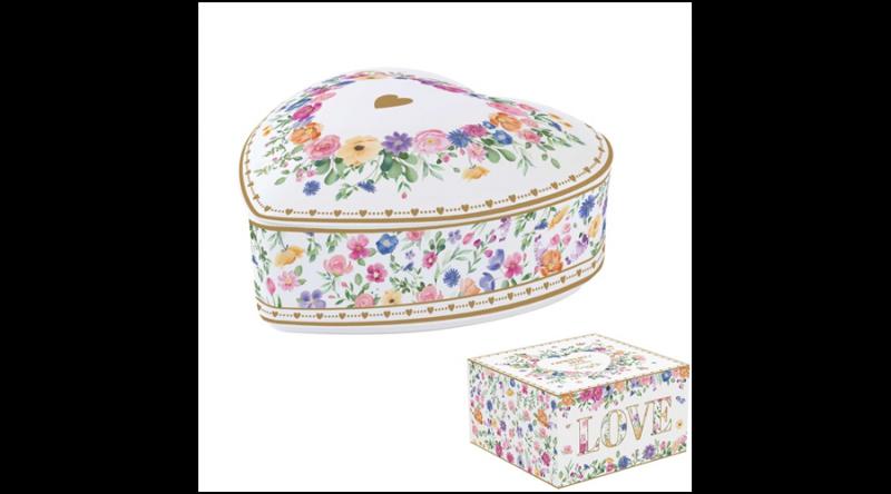 R2S.3112MAMO Porcelán fedeles ékszertartó tálka 12x12x6cm, dobozban, Mon Amour