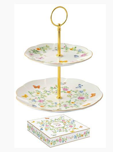 R2S.3129DANB Porcelán süteményes állvány 2 emeletes, 16/21cm, dobozban, Dancing Butterflies